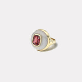 3.25ct Cushion Rhodolite Garnet in Hand Carved Chalcedony Petite Lollipop Ring