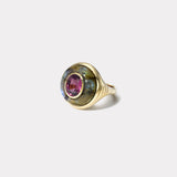 Petite Lollipop Ring - 3.40ct Rhodolite Garnet in Hand Carved Labradorite