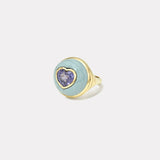 Petite Lollipop Ring - 3.5ct Heart Lavender Blue Sapphire in Turquoise