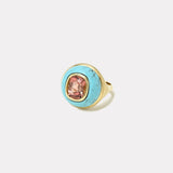 Petite Lollipop Ring- 3.77ct Cushion Pink Tourmaline in Turquoise