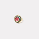 Petite Lollipop Ring - 3.88ct Cushion Rubellite in Hand Carved Labradorite