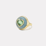 Petite Lollipop Ring- 4.26ct Heart Mint Tourmaline in Trolleite