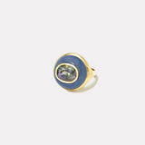 Petite Lollipop Ring- 4.31ct E/W Oval Tanzanite in Trolleite