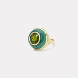 Petite Lollipop Ring- 4.52ct Oval Green Tourmaline in Malachite