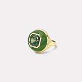 Petite Lollipop Ring- 4.58ct Asscher Green Tourmaline in Nephrite Jade