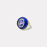 Petite Lollipop Ring - 4.78ct Oval Tanzanite in Hand Carved Lapis