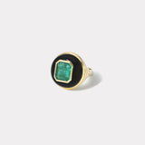 Petite Lollipop Ring -  2.22ct Emerald in Hand Carved Black Jade