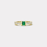 Magna Barrel Ring - Baguette Emeralds and Diamonds