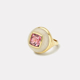 4.16ct Cushion Pink Tourmaline in White Quartz Petite Lollipop Ring