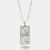 Classic Diamond Domino Necklace- Sandblasted Platinum with Acoya Pearl Chain
