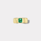 0.78ct Square Emerald Cut Emerald Pleated Solitaire Band