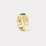 0.78ct Square Emerald Cut Emerald Pleated Solitaire Band