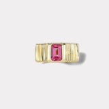 Pleated Solitaire Band - 1.08ct Emerald Cut Pink Spinel