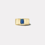 1.58ct Emerald Cut Blue Sapphire Pleated Solitaire Band