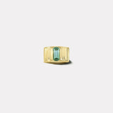 1.70ct Emerald Cut Lagoon Green Tourmaline Pleated Solitaire Band