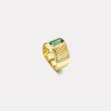 1.70ct Emerald Cut Lagoon Green Tourmaline Pleated Solitaire Band