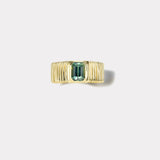 One of a kind Pleated Solitaire Band - 1.74ct Emerald Cut Green Tourmaline
