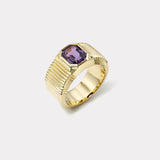 2.81ct Emerald cut Grape Sapphire Pleated Solitaire Band