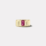1.15ct Emerald Cut Pink Sapphire Pleated Solitaire Band