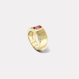 1.15ct Emerald Cut Pink Sapphire Pleated Solitaire Band