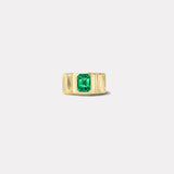 1.27ct Emerald Cut Emerald Pleated Solitaire Band