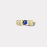 Pleated Solitaire Band - 1.32ct Blue Sapphire Cushion