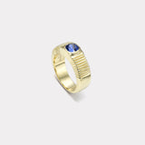 1.32ct Blue Sapphire Cushion Pleated Solitaire Band