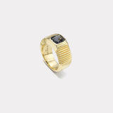 1.41ct Grey Sapphire Cushion Pleated Solitaire Band