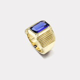 4.72ct Emerald Cut Tanzanite Pleated Solitaire Band