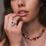 5.45ct Oval Tanzanite Diamond Heirloom Bezel Ring