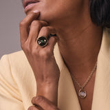 Compass Ring with Black Onyx and Emerald