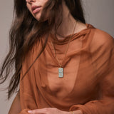 Classic Diamond Domino Necklace with Semiprecious Stone Inlay- Turquoise