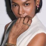 1.05ct Oval Brilliant Diamonds in Hand Carved Rubellite Flower Earrings