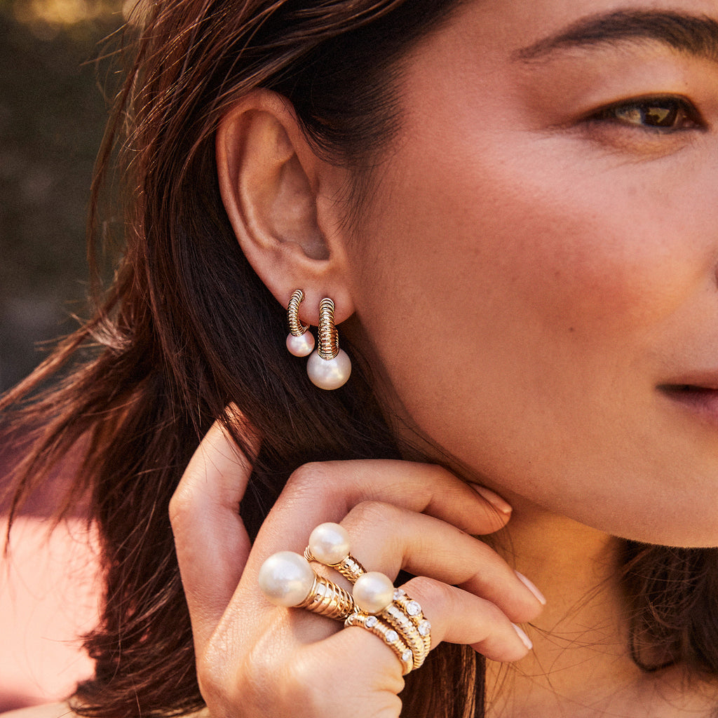 Petite Modern Love Pearl Hoops