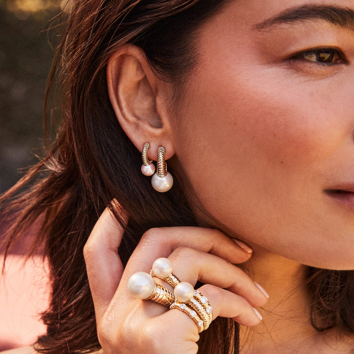 Petite Modern Love Pearl Hoops