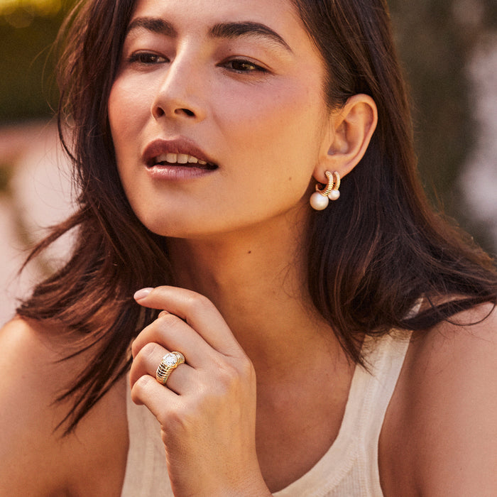 Petite Modern Love Pearl Hoops
