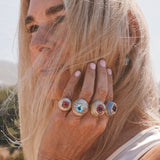 Classic Lollipop Ring- 9.47ct Round Pink Tourmaline in Green Onyx