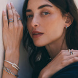 Petite Blue Sapphire Baguette Buckle Ring
