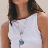 Petite Bonded Flower Pendant with Dendrite and Leopard Jasper