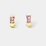 Classic Baguette Buckle Huggies - Pink Sapphire
