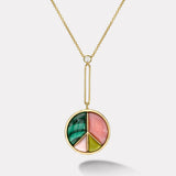 Signature Peace Sign Pendant with Malachite, Pink Opal, Green Opal and Light Pink Opal