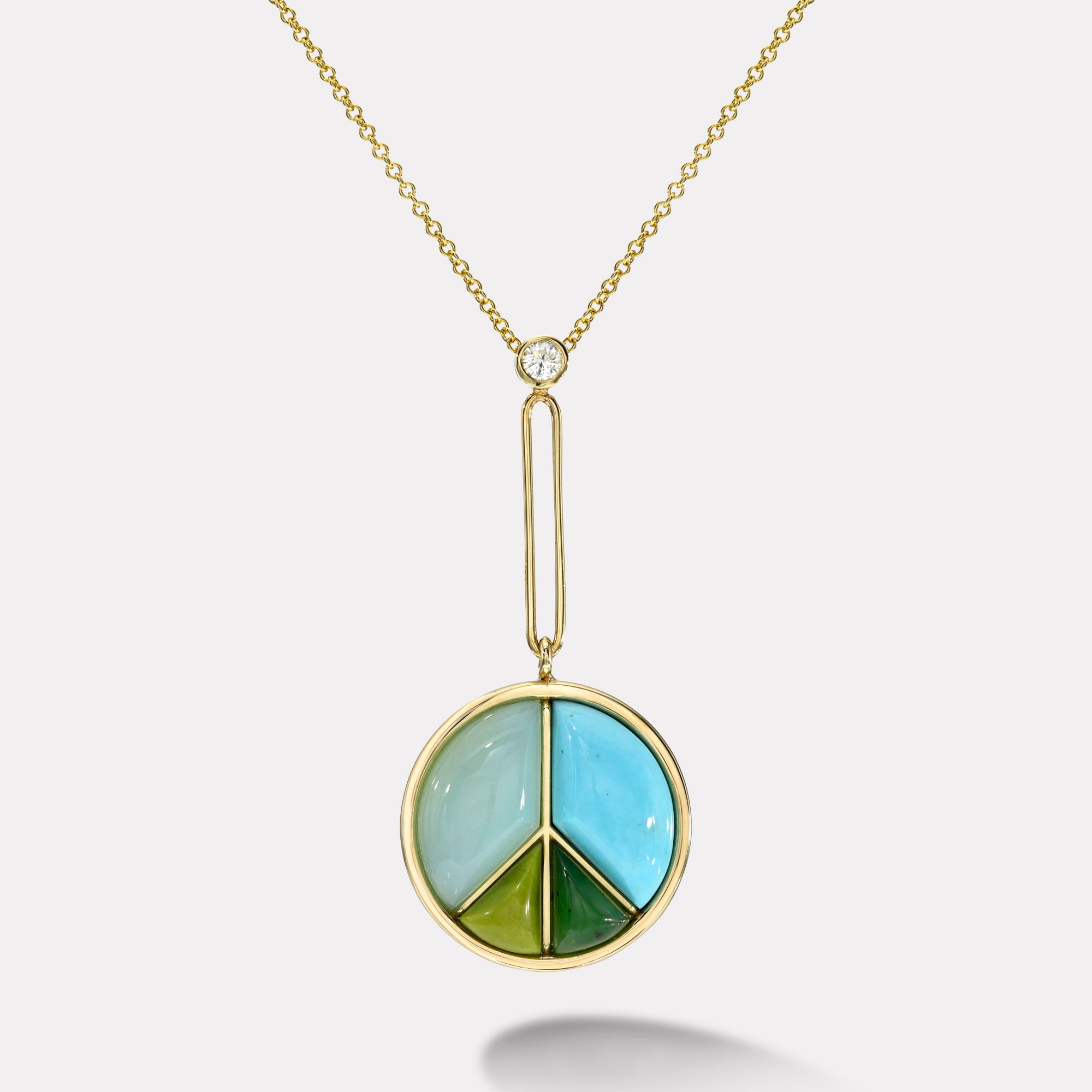 Signature Peace Sign Pendant with Peruvian Opal, Turquoise, Nephrite J ...