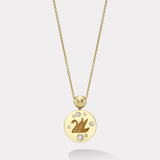 Swan Fantasy Signet Pendant Necklace with Diamonds