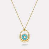 Midi Compass Pendant with Turquoise Looped on a 26" Thin Rolo Chain