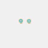 Mini Compass Stud Earrings with Turquoise