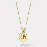 Unicorn Fantasy Signet Pendant Necklace with Diamonds