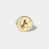 Unicorn Fantasy Signet Ring with Diamonds