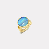 10.6ct Round Cabochon Australian Opal Vein Ring