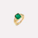 3.02ct Emerald Cut Emerald Vein Ring