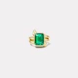 3.95ct Emerald Cut Emerald Vein Ring